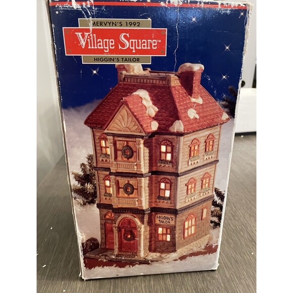 Vintage Mervyns Christmas Holiday Village Square 1992 Lighted Higgin’s Tailor - Picture 5 of 16